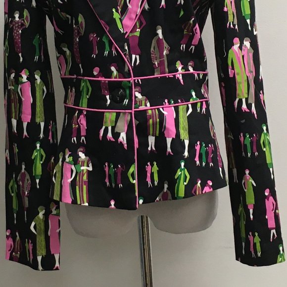 Vintage New Rusell Kemp retro 20s cotton blazer black pink purple stretch 10 - Picture 3 of 7